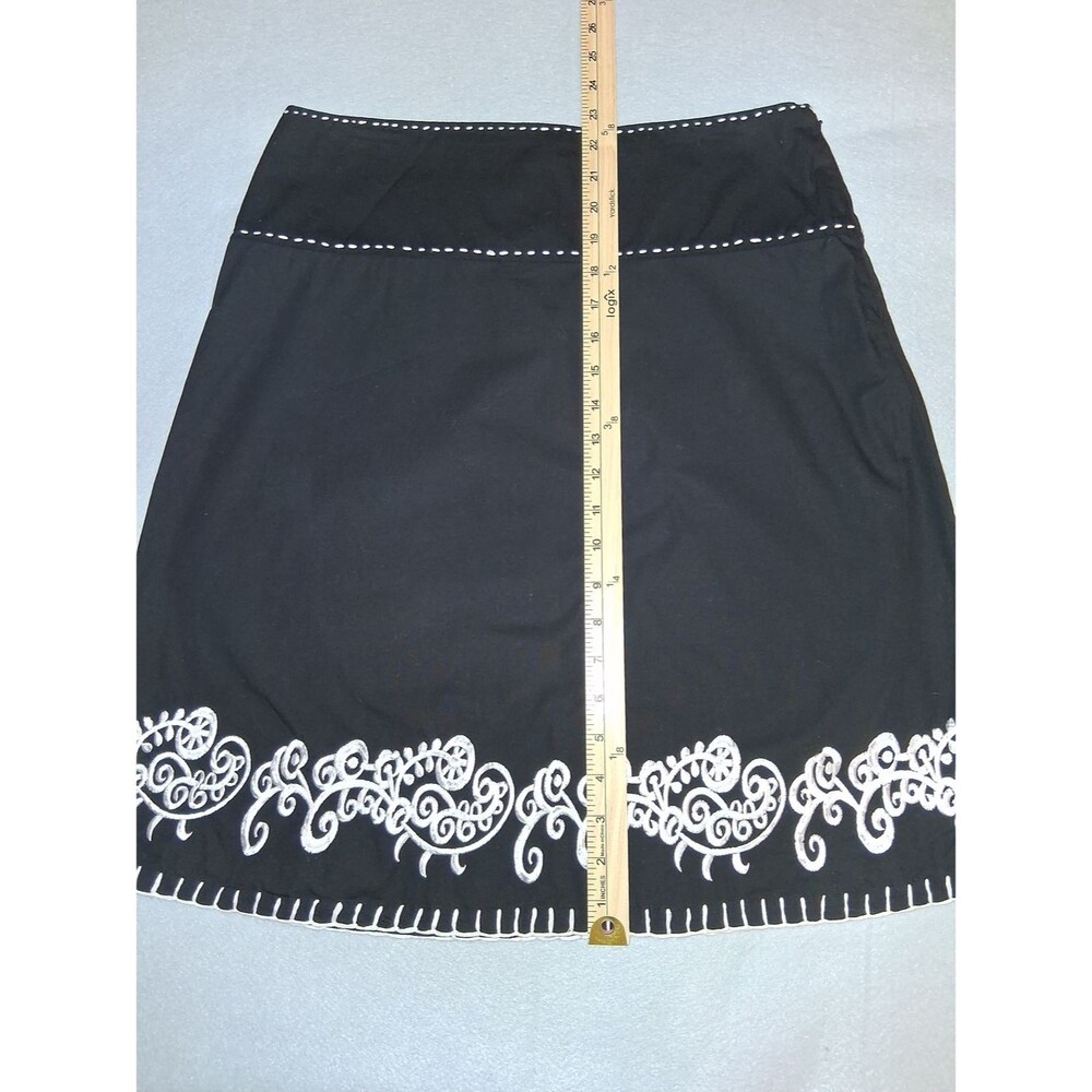 🖤 prAna Black Embroidered A-Line Skirt | Boho Cotton | Size 6 - Picture 5 of 7